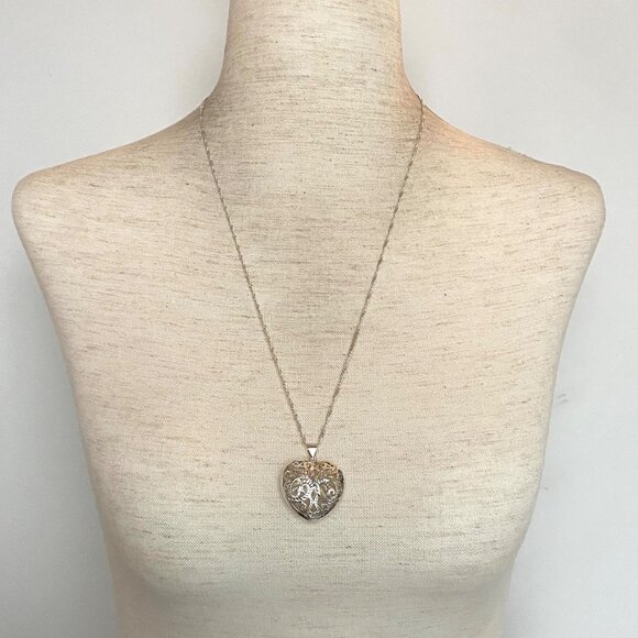 Steven Lavaggi Sterling Silver 925 Filigree Puffy Heart Angel Pendant Necklace - Picture 12 of 16